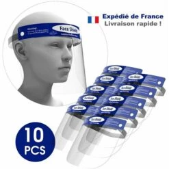 SKY LANTERN Lot De 10 Visiere De Protection Transparente Anti-Buée 32x22 Cm - 10 Visières Lavables Et Reutilisables - Ecran Facial Visage Avec Bande Elastique - STOCK EN FRANCE - LIVRAISON 48H