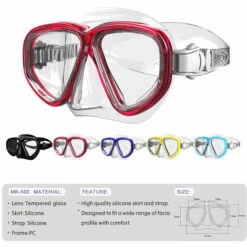 ASUPERMALL Lunettes Snorkeling Snorkel Set Anti-Buee En Verre Trempe Sous-Marine En Apnee Masque De Vitesse, Rouge -Promos Protection des yeux : lunettes et masque Magasin 23568514 3