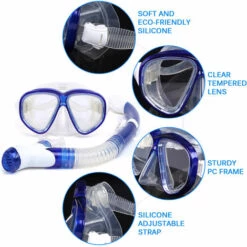 ASUPERMALL Lunettes Snorkeling Snorkel Set Anti-Buee En Verre Trempe Sous-Marine En Apnee Masque De Vitesse, Rouge -Promos Protection des yeux : lunettes et masque Magasin 23568514 4