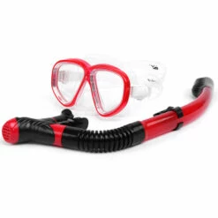 ASUPERMALL Lunettes Snorkeling Snorkel Set Anti-Buee En Verre Trempe Sous-Marine En Apnee Masque De Vitesse, Rouge -Promos Protection des yeux : lunettes et masque Magasin 23568514 5