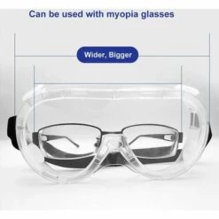 BARES Lunettes De Protection - Antibuée Claire Lunettes De Protection Pour Les Yeux Ateliers Laboratoire Chantiers De Construction Anti-salive Anti-crachats Lunettes Anti-poussière Fermées Pour Porteurs De Lunettes -Promos Protection des yeux : lunettes et masque Magasin 26591320 5