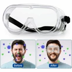 BARES Lunettes De Protection Lunettes De Sécurité Réglables Haute Résistance Aux Chocs Pour Les Chantiers, La Décoration, Les Ateliers Et L'anti-poussière/lumière, Transparentes, 1pc