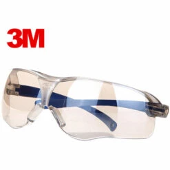 3M - 3M 10436 Lunettes Anti-chocs, Lunettes Coupe-vent Et Anti-poussiere De Sable, Verres Transparents, Branches Bleues, 1 Paire / Sac
