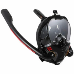 ASUPERMALL Snorkel Masque Tous Sec De La Silice A Double Masque De Plongee Du Tube S / M Codelets Adulte Noir / Noir -Promos Protection des yeux : lunettes et masque Magasin 27797059 4