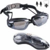 ABCRITAL Lunettes De Natation, Lunettes De Natation Extérieure Intérieure Anti-Buée Sans Fuite Avec Protection Uv, Verres Transparents En Miroir Pour Femmes Adultes Hommes Jeunes