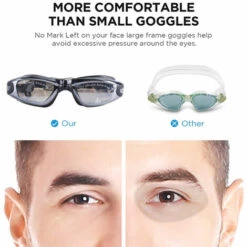 ABCRITAL Lunettes De Natation, Lunettes De Natation Extérieure Intérieure Anti-Buée Sans Fuite Avec Protection Uv, Verres Transparents En Miroir Pour Femmes Adultes Hommes Jeunes -Promos Protection des yeux : lunettes et masque Magasin 28030887 4