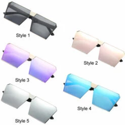 ASUPERMALL Lunettes De Soleil Plaquees Or, Lunettes De Soleil Carrees En Film De Couleur Pour Femmes, Style2 (Monture Doree Rose Fleur De Cerisier) -Promos Protection des yeux : lunettes et masque Magasin 28077127 3