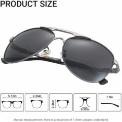 ASUPERMALL Classique Vintage Lunettes Pour Hommes Et Femmes Protection De La Lumiere Forte Mirrored Objectif Leger Hommes Et Femmes Shades Lunettes Outdoor Driving 8722, Noir-Argent -Promos Protection des yeux : lunettes et masque Magasin 29053951 3