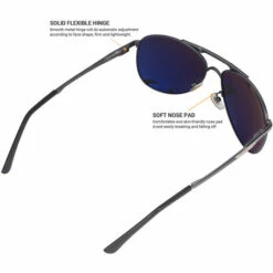 ASUPERMALL Classique Vintage Lunettes Pour Hommes Et Femmes Protection De La Lumiere Forte Mirrored Objectif Leger Hommes Et Femmes Shades Lunettes Outdoor Driving 8722, Noir-Argent -Promos Protection des yeux : lunettes et masque Magasin 29053951 4