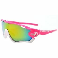 THSINDE Lunettes De Cyclisme Lunettes De Soleil Polarisées Verres Interchangeables Lunettes De Sport UV400 Pour Les Activités De Plein Air Courir Faire Du Vélo Cadre Rose.