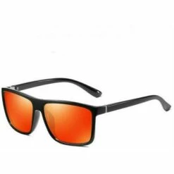 THSINDE Lunette De Soleil Polarisée Demi Cercle Et Lunette De Soleil Rétro Classique Demi Monture Cadre Noir Mercure Rouge.