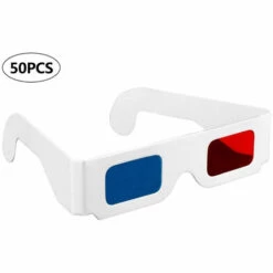 ASUPERMALL Lunettes En Carton 3D Rouge Et Cyan Anaglyphe Blanc Lunettes De Carte Pour La Visualisation, 50Pcs - 50Pcs