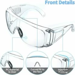 Kueatily 1PCS De Lunettes De Sécurité Transparentes Pour Porteurs Des Lunettes, Anti-Poussière, Eclaboussure, Pliable, Portable Pour Chantier, Construction, Décoration, Atelier, Bricolage, Rue Animée -Promos Protection des yeux : lunettes et masque Magasin 33842718 3