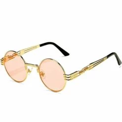 BEARSU Lunettes De Soleil Steampunk Rondes Rétro John Lennon