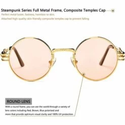 BEARSU Lunettes De Soleil Steampunk Rondes Rétro John Lennon -Promos Protection des yeux : lunettes et masque Magasin 33986716 4