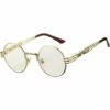 BEARSU Lunettes De Soleil Steampunk Rondes Rétro John Lennon