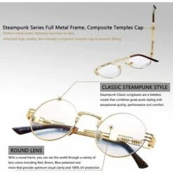 BEARSU Lunettes De Soleil Steampunk Rondes Rétro John Lennon -Promos Protection des yeux : lunettes et masque Magasin 33986718 3