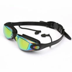 THSINDE Lunettes De Natation, Lunettes De Natation Anti-Buée Pour Hommes Et Femmes, Bouchons D'oreilles Intégrés Lunettes De Natation Haute Définition,noir