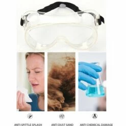 HAPPYSHOPPING Des Lunettes De Protection De Securite Avec Quatre Valves Respiratoires Et Des Lunettes De Sangle D'usure Reglables Empechent Les Eclaboussures De Salive Lunettes Anti-buee Antisable Pour Les Sports De Plein Air Cyclisme, Modele: Transparent 447 -Promos Protection des yeux : lunettes et masque Magasin 36243060 5