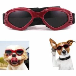 TRIOMPHE Lunettes Pour Chien, Lunettes De Soleil Pour Animaux, Lunettes Pour Chien Pliable Lunette De Soleil Protection UV (Red)