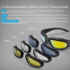 TRIOMPHE Kit De Lunettes D'équitation De Moto, Cadre De Lunettes Rembourrées Avec Kit De 4 Lentilles Pour L'activité De Plein Air Sport -Promos Protection des yeux : lunettes et masque Magasin 37670677 3