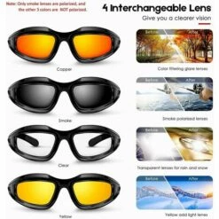 TRIOMPHE Kit De Lunettes D'équitation De Moto, Cadre De Lunettes Rembourrées Avec Kit De 4 Lentilles Pour L'activité De Plein Air Sport -Promos Protection des yeux : lunettes et masque Magasin 37670677 4