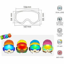 BENICE Enfants Ski Snowboard Lunettes De Patinage Protection UV Anti-buee Large Spherique PC Lentille Antiderapante Sangle Compatible Casque, Modele: Cadre Noir & Lentille Or 9 BENICE Enfants Ski Snowboard Lunettes De Patinage Protection UV Anti-buee Large Spherique PC Lentille Antiderapante Sangle Compatible Casque, Modele: Cadre Noir & Lentille Or -Promos Protection des yeux : lunettes et masque Magasin 39285420 5