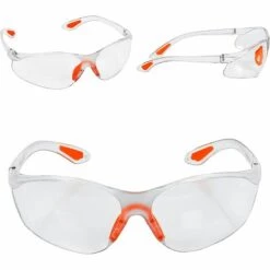 TRIOMPHE Lot De 12 Lunettes De Sécurité Transparentes - Lunettes De Protection Avec Verres En Plastique, Pont-de-Nez Et Embouts De Branches En Caoutchouc Pour Plus De Confort - Lunette Transparente PPE -Promos Protection des yeux : lunettes et masque Magasin 39355288 3