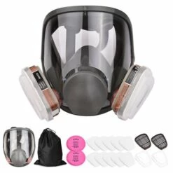 ASUPERMALL Respirateur Intégral Réutilisable Couverture Intégrale Respirateur à Vapeur Organique 18 En 1 Large Champ De Vision Pour La Protection Du Travail
