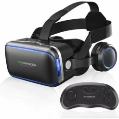 BRIDAY Casque VR Compatible Avec Les Téléphones IPhone Et Android, Système De Lunettes De Jeu En Réalité Virtuelle 3D, Lunettes De Réalité Virtuelle 3D Avec Télécommande, Lunettes VR Réglables