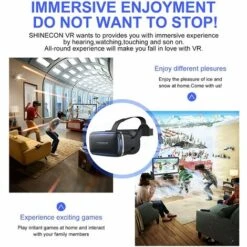 BRIDAY Casque VR Compatible Avec Les Téléphones IPhone Et Android, Système De Lunettes De Jeu En Réalité Virtuelle 3D, Lunettes De Réalité Virtuelle 3D Avec Télécommande, Lunettes VR Réglables -Promos Protection des yeux : lunettes et masque Magasin 41317536 3