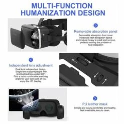 BRIDAY Casque VR Compatible Avec Les Téléphones IPhone Et Android, Système De Lunettes De Jeu En Réalité Virtuelle 3D, Lunettes De Réalité Virtuelle 3D Avec Télécommande, Lunettes VR Réglables -Promos Protection des yeux : lunettes et masque Magasin 41317536 4