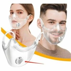 GUAZHUNIFR Visière De Protection Réutilisable Transparent Protection Visage Couvre Bouche Et Nez Facial Protection Pour Homme FemmeTransparent Bouche Avec Valve -Promos Protection des yeux : lunettes et masque Magasin 41577059 4