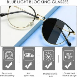 ASUPERMALL Lunettes De Blocage De La Lumière Bleue Lunettes De Soleil Photochromiques Lunettes De Jeu Pour Ordinateur Classique Demi-Monture Cat-Ear Sunlight Filtre Lentille Anti-Fatigue Oculaire Pour Hommes Femmes, Argent - Argent -Promos Protection des yeux : lunettes et masque Magasin 41627810 3
