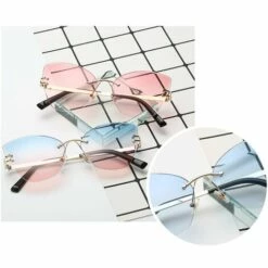 HAPPYSHOPPING Lunettes De Soleil Pour Femmes à La Mode UV400 Lunettes De Soleil Sans Cadre Pour Yeux De Chat Lunettes De Soleil Pour Femmes, Modèle: C6 -Promos Protection des yeux : lunettes et masque Magasin 42921649 4