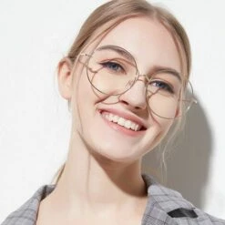 BRIDAY Lunettes De Soleil En Métal Pour Femmes | Accessoires De Lunettes à Monture Surdimensionnée, Monture Ronde Claire, Lentille Transparente Pour Femmes