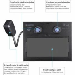 PEDY Masque De Soudage Electrique Avec 2 Capteurs-Grand Champ De Vision-96*48mm, Protection UV:16 Etapes(Foncé: DIN 9-13) Pour MIG/MAG/TIG/Rectification/Soudage L'Arc/Coupage Plasma,1 + 5 Lentilles -Promos Protection des yeux : lunettes et masque Magasin 44260660 5