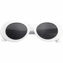BRIDAY Lunettes De Soleil Lunettes Ovales Rétro, Lunettes De Soleil Vintage Clout Unisexe Lunettes Rétro Ovales Clout Lunettes De Soleil Voyage Hommes Femmes Lunettes Blanc