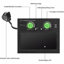 ALMI Masque De Soudage Avec Gamme Réglable D'ombre DIN 9-13 Et Protection UV 16 Etapes. Casque De Soudage Pour MMA. MIG / MAG.TIG Et Polissage. 5 Verres De Protection. Noir -Promos Protection des yeux : lunettes et masque Magasin 45860728 4