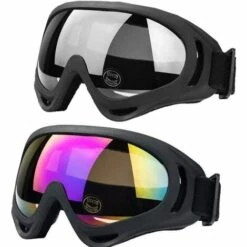 TINOR Lunettes De Ski Masques Snowboard Lunettes, Motoneige Moto Lunettes Ski Goggles Protection Lunettes Lens Anti-poussière, UV Protection, Lunettes De Moto Pour Enfants,Garçons Et Filles 2 Pièces (Couleur, Transparent)