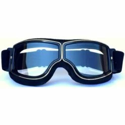 TINOR Lunettes De Moto Et Jet Lunettes De Protection Masques De Moto 18x8cm (Cadre Noir + Lentille Transparente)