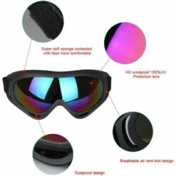 TINOR Lunettes De Ski Masques Snowboard,Motoneige Moto Lunettes Ski Goggles Protection Lunettes Lens Anti-poussière, UV Protection,Anti-Buée, Coupe-Vent Pour Garçons Et Filles, Hommes & Femme 2 Pièces -Promos Protection des yeux : lunettes et masque Magasin 47185797 3