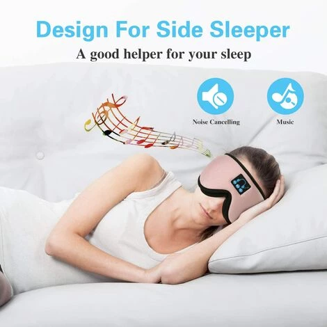 GUAZHUNIFR Masque De Sommeil Bluetooth 3D Masque De Sommeil Casque Musical Ecouteur Casque Dormir Avec Haut-Parleur HD Intégré Parfait Pour Les Dormeurs Latéraux En Avion De Méditation Guazhuni (pink) 4 GUAZHUNIFR Masque De Sommeil Bluetooth 3D Masque De Sommeil Casque Musical Ecouteur Casque Dormir Avec Haut-Parleur HD Intégré Parfait Pour Les Dormeurs Latéraux En Avion De Méditation Guazhuni (pink) – Image 4