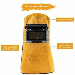 TINOR Masque De Soudage Confortable En Cuir, Masque De Travail De Capuchon De Casque De Soudage Durable Résistant à La Chaleur Respirant De Soudage Casque De PProtection Masque -Promos Protection des yeux : lunettes et masque Magasin 48077600 3