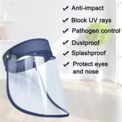 GDRHVFD Visière De Protection Réutilisable Transparent Casquettes Visières Facial Protection Visage Anti-Gouttelettes Couverture Faciale (Bleu Marine) -Promos Protection des yeux : lunettes et masque Magasin 49096052 4