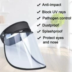 GDRHVFD Visière De Protection Réutilisable Transparent Casquettes Visières Facial Protection Visage Anti-Gouttelettes Couverture Faciale (Noir) -Promos Protection des yeux : lunettes et masque Magasin 49096145 3