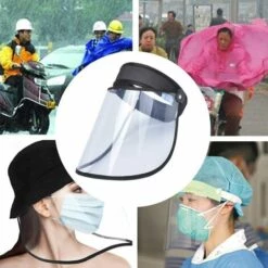 GDRHVFD Visière De Protection Réutilisable Transparent Casquettes Visières Facial Protection Visage Anti-Gouttelettes Couverture Faciale (Noir) -Promos Protection des yeux : lunettes et masque Magasin 49096145 5