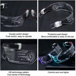 KARTOKNER Lunettes Lumineuses à LED, 7 Couleurs Affichage LED Lunettes, Verres De Visière Électroniques Futuriste, Pour Fête Discothèque, DJ, Musique, Concert, Costume,Cosplay -Promos Protection des yeux : lunettes et masque Magasin 50899441 3