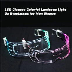 KARTOKNER Lunettes Lumineuses à LED, 7 Couleurs Affichage LED Lunettes, Verres De Visière Électroniques Futuriste, Pour Fête Discothèque, DJ, Musique, Concert, Costume,Cosplay -Promos Protection des yeux : lunettes et masque Magasin 50899441 4
