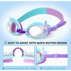 Lunettes De Natation Pour Enfant Triomphe Lot De 1 Paires Lunettes De Piscine Antibuée Aucune Fuite Anti-UV Longueur Avec Pince-Nez Réglable Lunette Piscine Enfant Pour Fille Garçon 3-13 Ans（Sirène） -Promos Protection des yeux : lunettes et masque Magasin 50949681 2